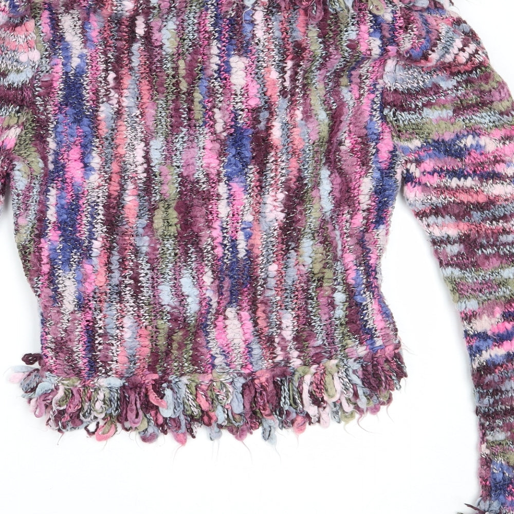 Per Una Womens Purple V-Neck  Acrylic Cardigan Jumper Size L