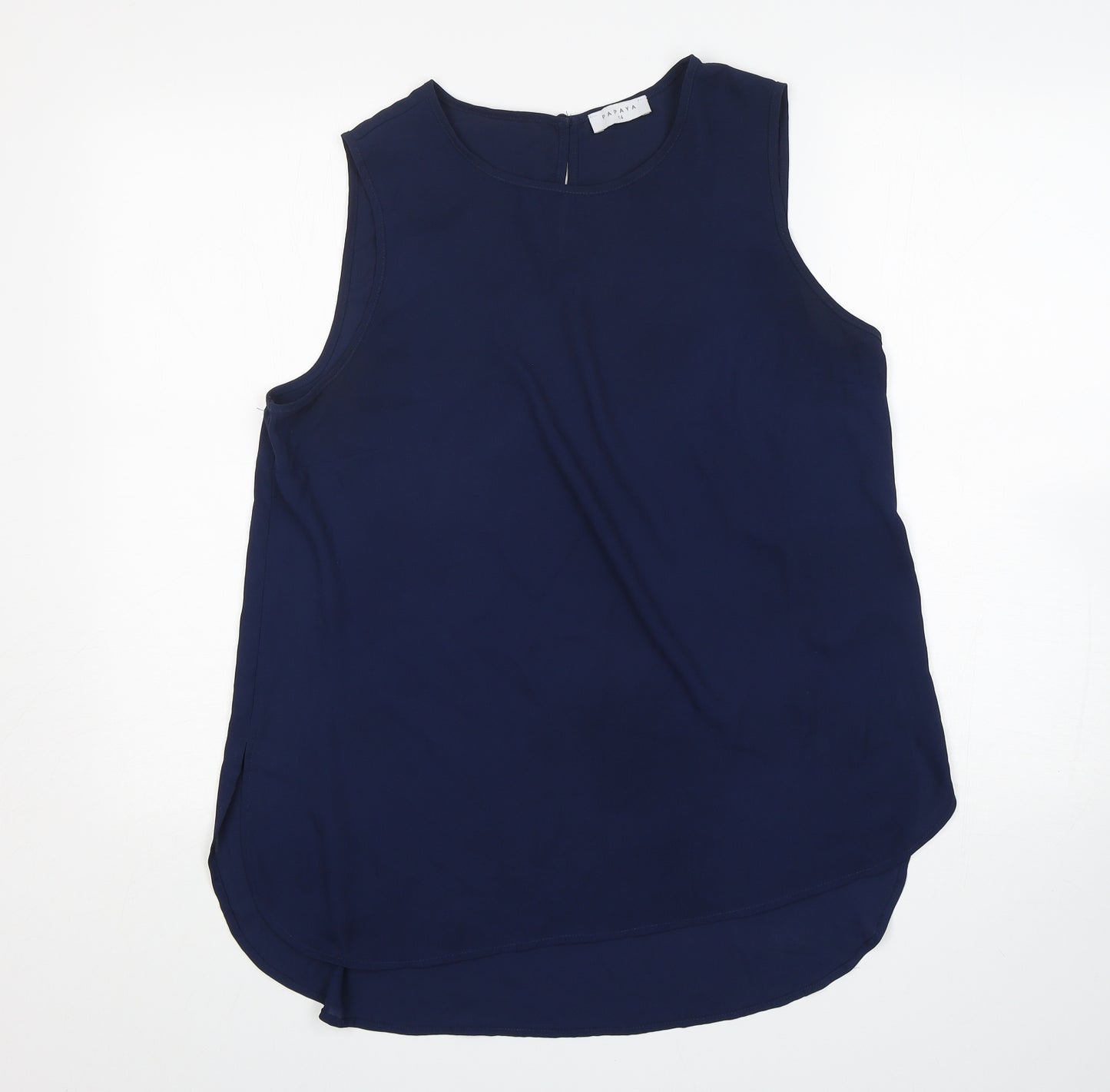 Papaya Womens Blue  Polyester Basic Blouse Size 14 Round Neck