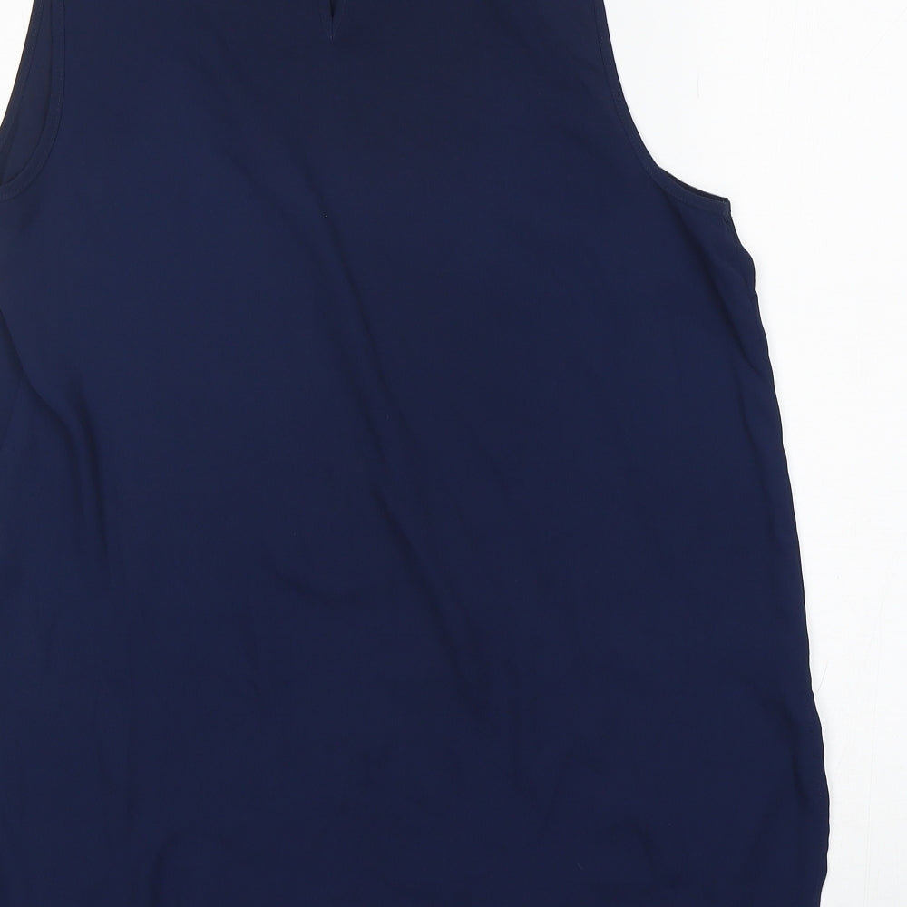 Papaya Womens Blue  Polyester Basic Blouse Size 14 Round Neck