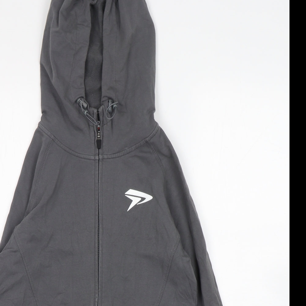 Physiq Mens Grey  Cotton Full Zip Hoodie Size S