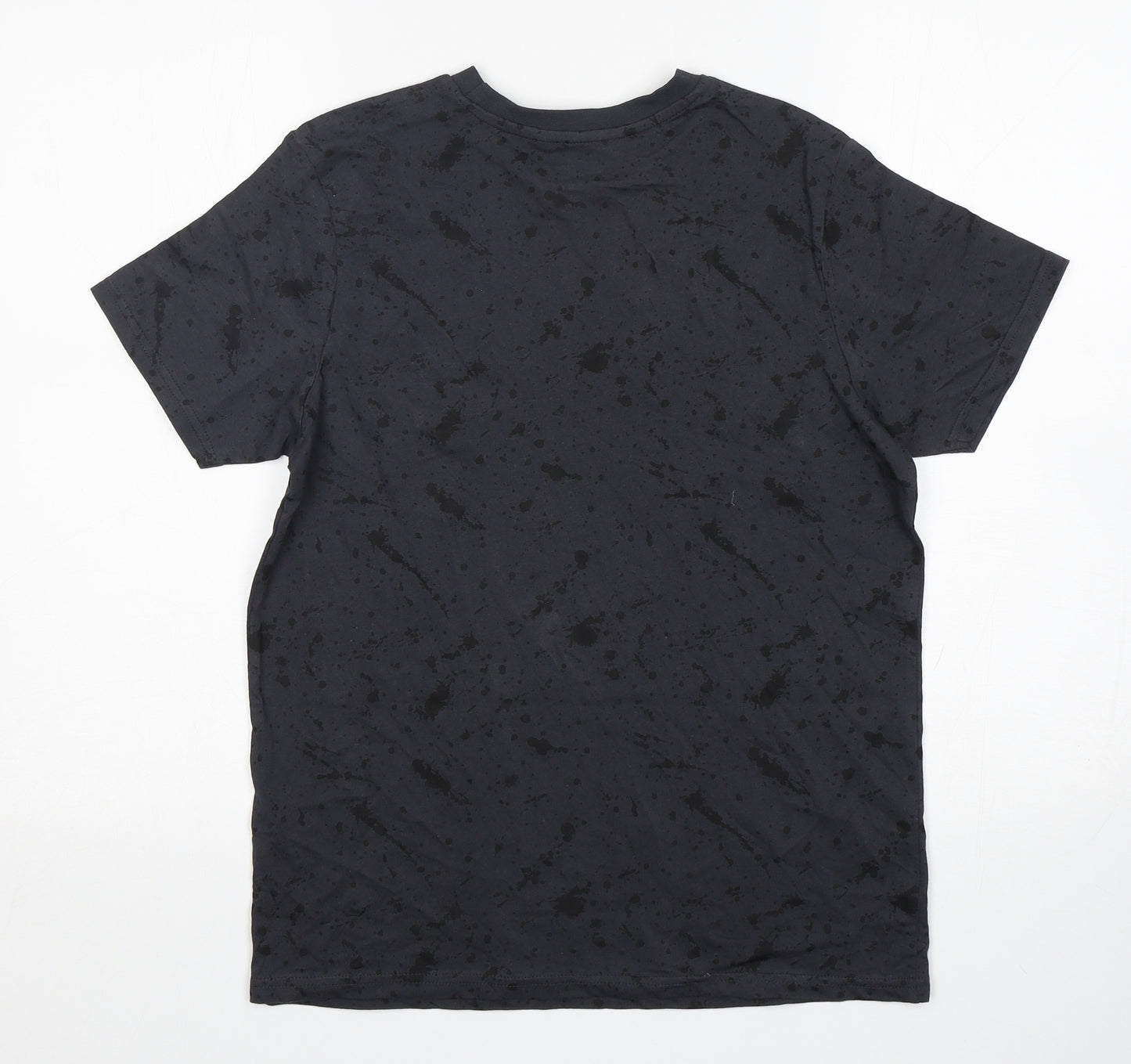 George Boys Grey Polka Dot Cotton Basic T-Shirt Size 13-14 Years Round Neck