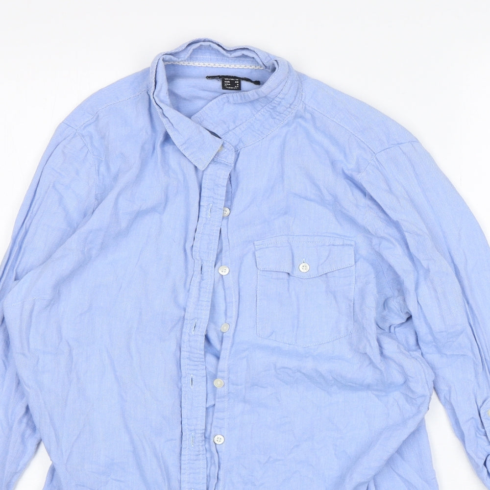 Atmosphere  Womens Blue  Cotton Basic Button-Up Size 12 Collared