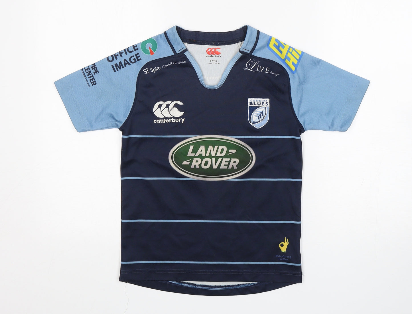 Canterbury Boys Blue   Basic T-Shirt Size 6 Years V-Neck  - Cardiff Blues