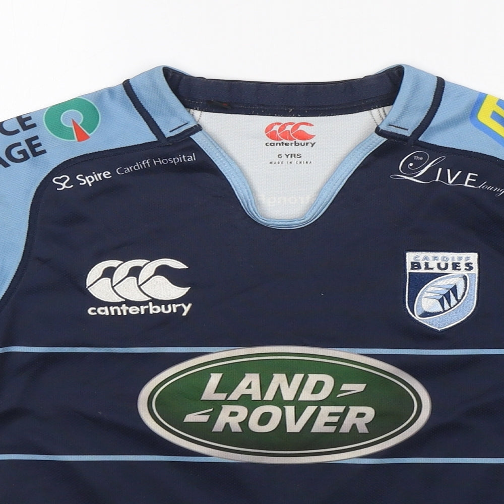 Canterbury Boys Blue   Basic T-Shirt Size 6 Years V-Neck  - Cardiff Blues