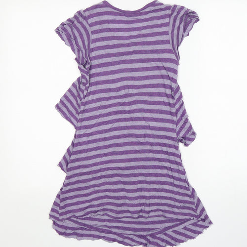 Fat Face Girls Purple Striped Viscose A-Line  Size 10-11 Years  Round Neck