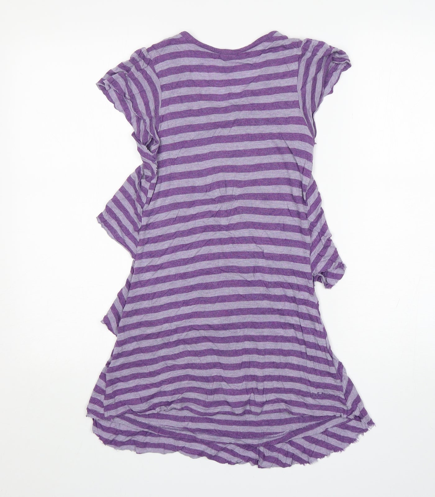 Fat Face Girls Purple Striped Viscose A-Line  Size 10-11 Years  Round Neck