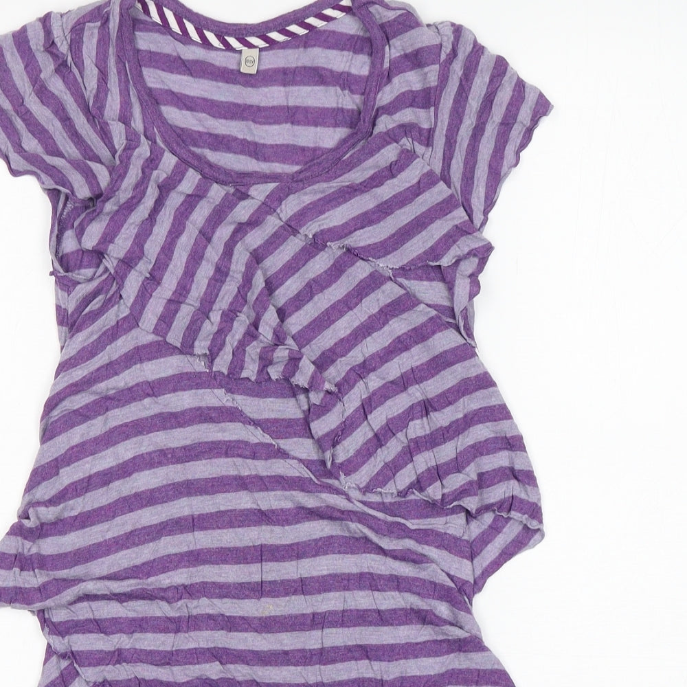 Fat Face Girls Purple Striped Viscose A-Line  Size 10-11 Years  Round Neck