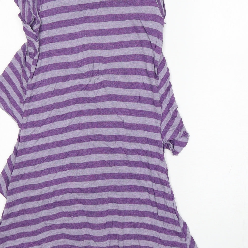 Fat Face Girls Purple Striped Viscose A-Line  Size 10-11 Years  Round Neck
