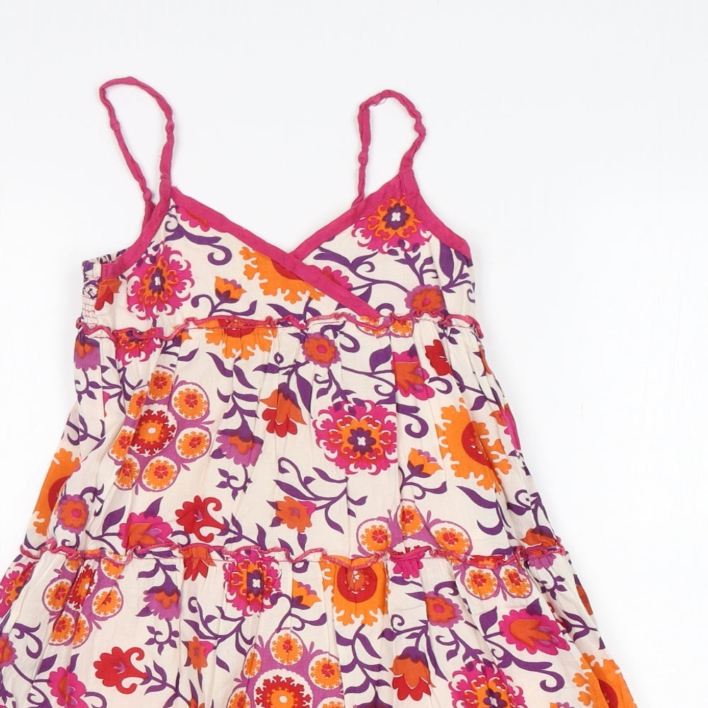 Girl2Girl Girls Multicoloured Floral Cotton A-Line  Size 3-4 Years  V-Neck