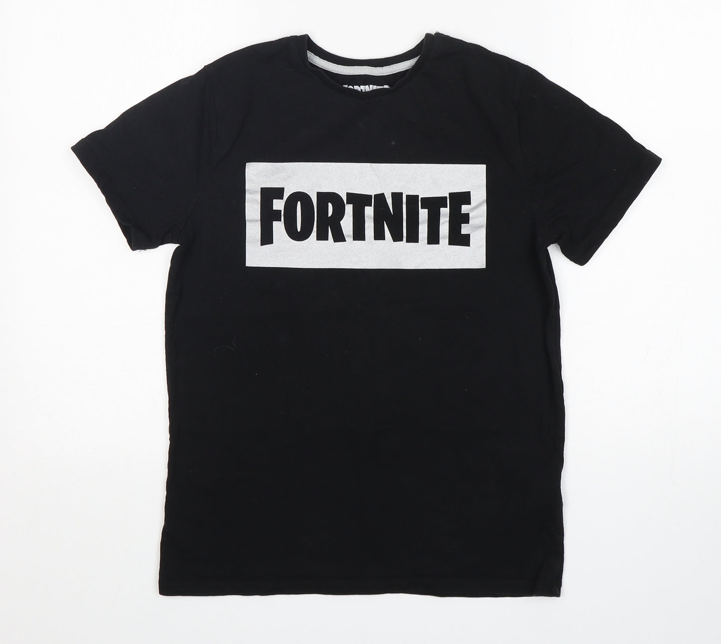 Primark Boys Black  Cotton Basic T-Shirt Size M Round Neck  - Fortnite