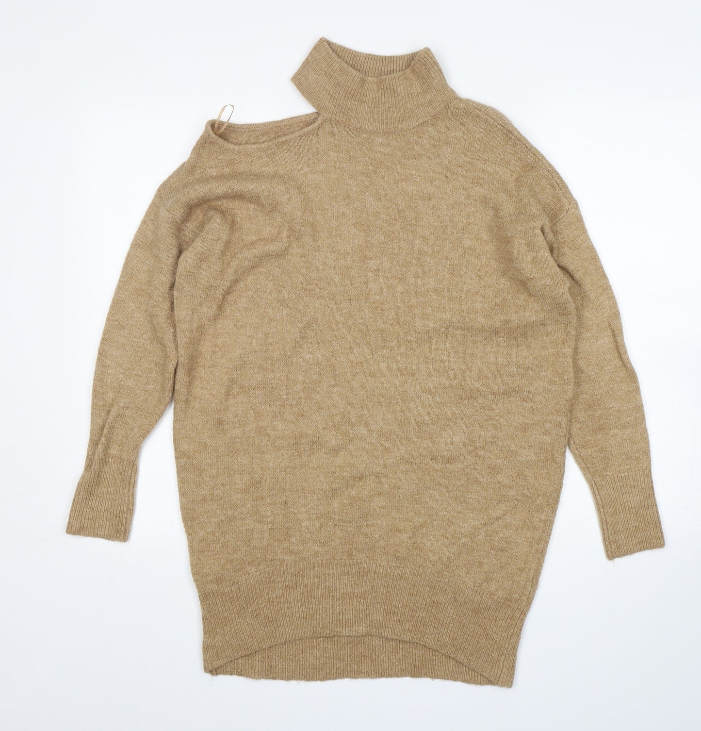 George Womens Beige Mock Neck  Acrylic Pullover Jumper Size S