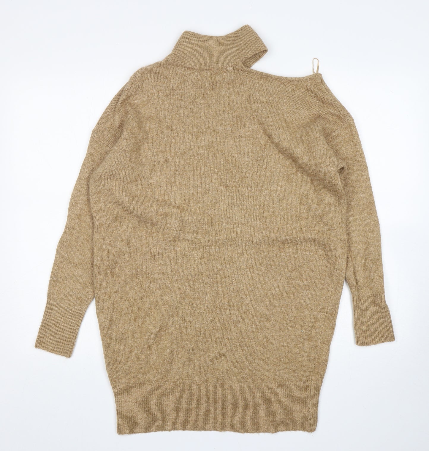 George Womens Beige Mock Neck  Acrylic Pullover Jumper Size S
