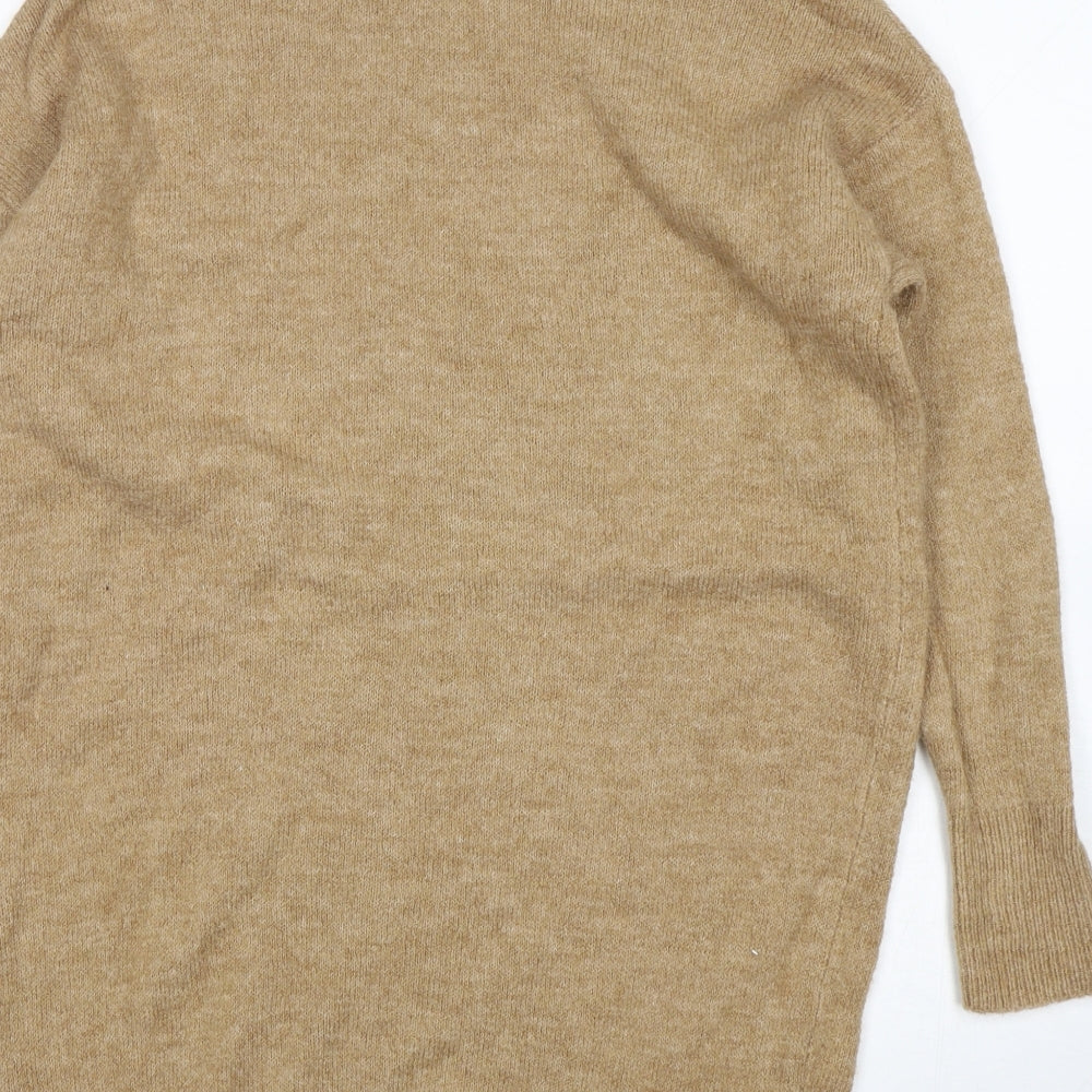 George Womens Beige Mock Neck  Acrylic Pullover Jumper Size S