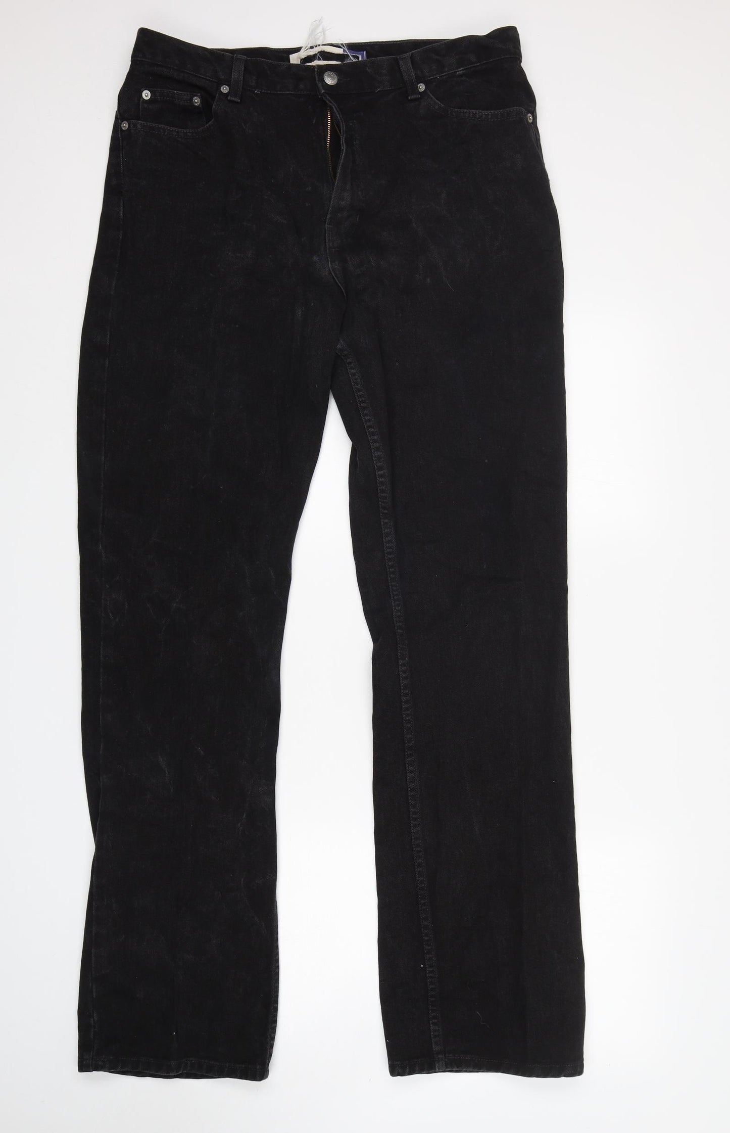 Preworn Womens Black  Cotton Bootcut Jeans Size 16 L35 in Regular