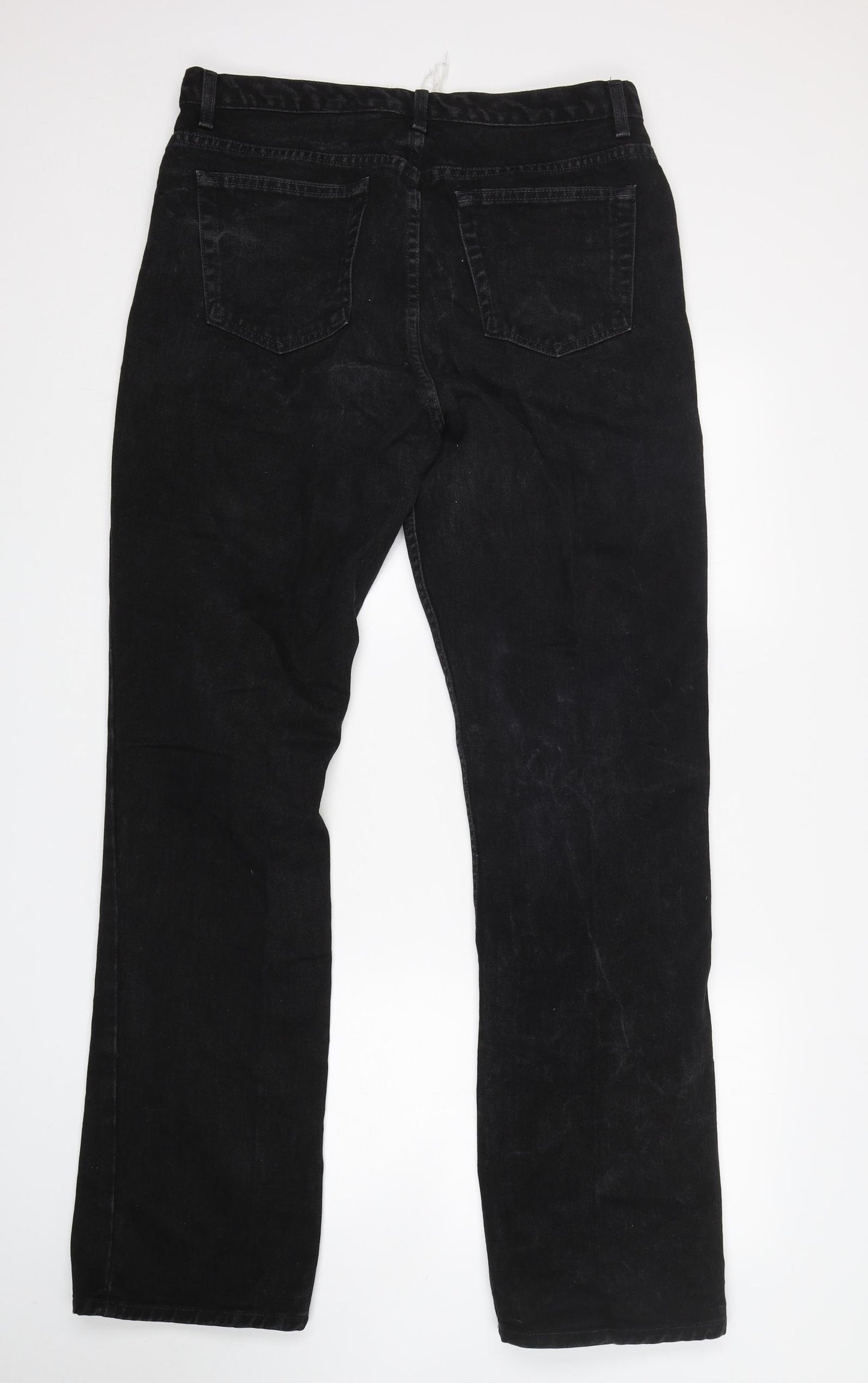 Preworn Womens Black  Cotton Bootcut Jeans Size 16 L35 in Regular