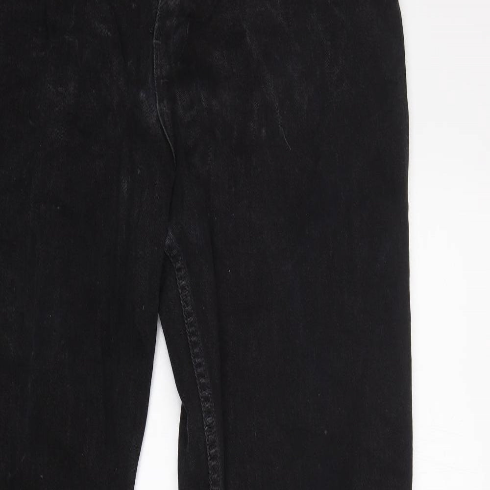 Preworn Womens Black  Cotton Bootcut Jeans Size 16 L35 in Regular