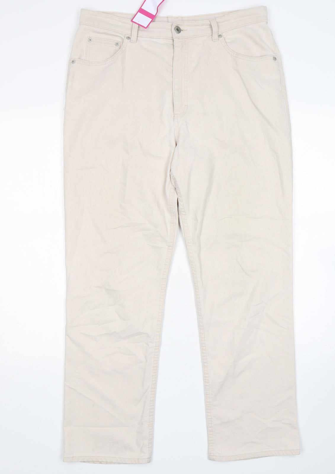 M7s Womens Beige  Cotton Straight Jeans Size 16 L29 in Regular