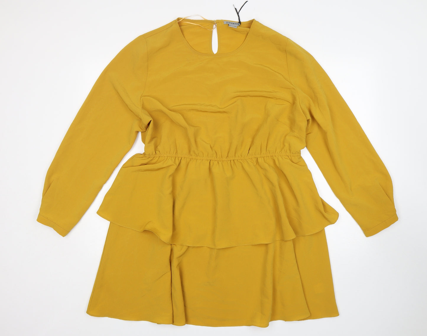 Alice & You Womens Yellow  Polyester Fit & Flare  Size 20  Round Neck