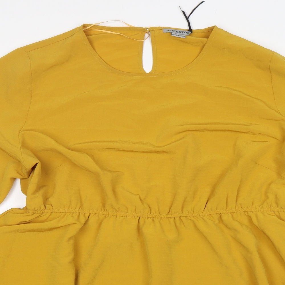 Alice & You Womens Yellow  Polyester Fit & Flare  Size 20  Round Neck