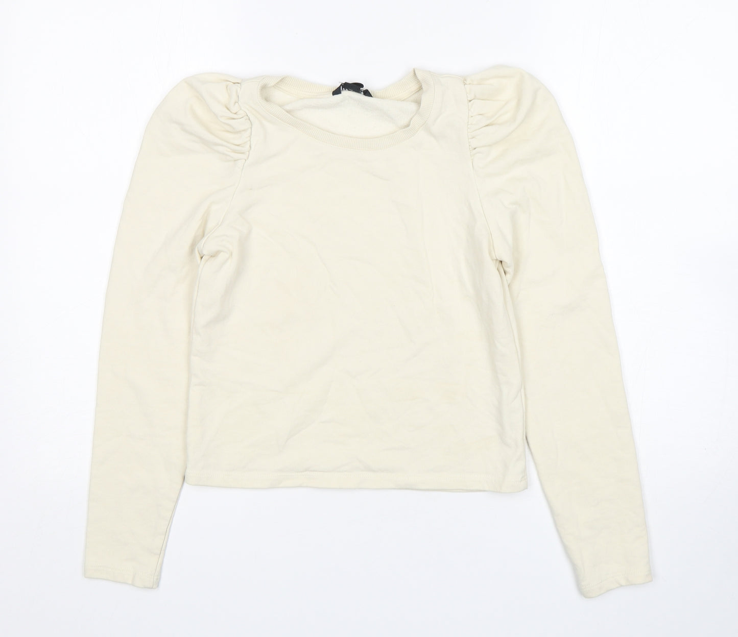 Monkl Womens Beige  Cotton Pullover Sweatshirt Size 2XS