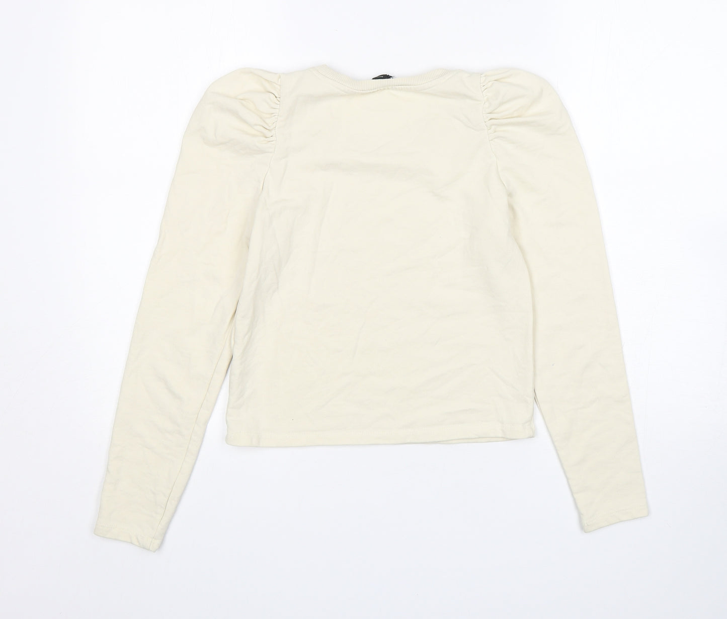 Monkl Womens Beige  Cotton Pullover Sweatshirt Size 2XS