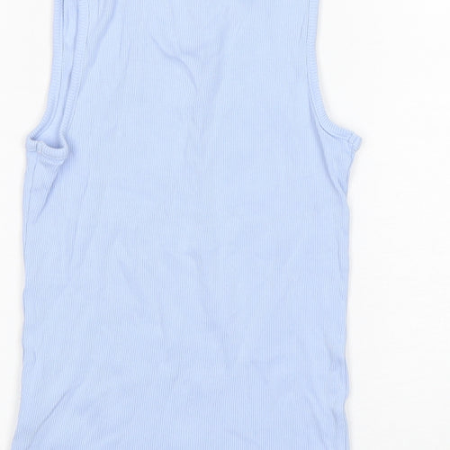 George Girls Blue  Cotton Basic Tank Size 9-10 Years Round Neck