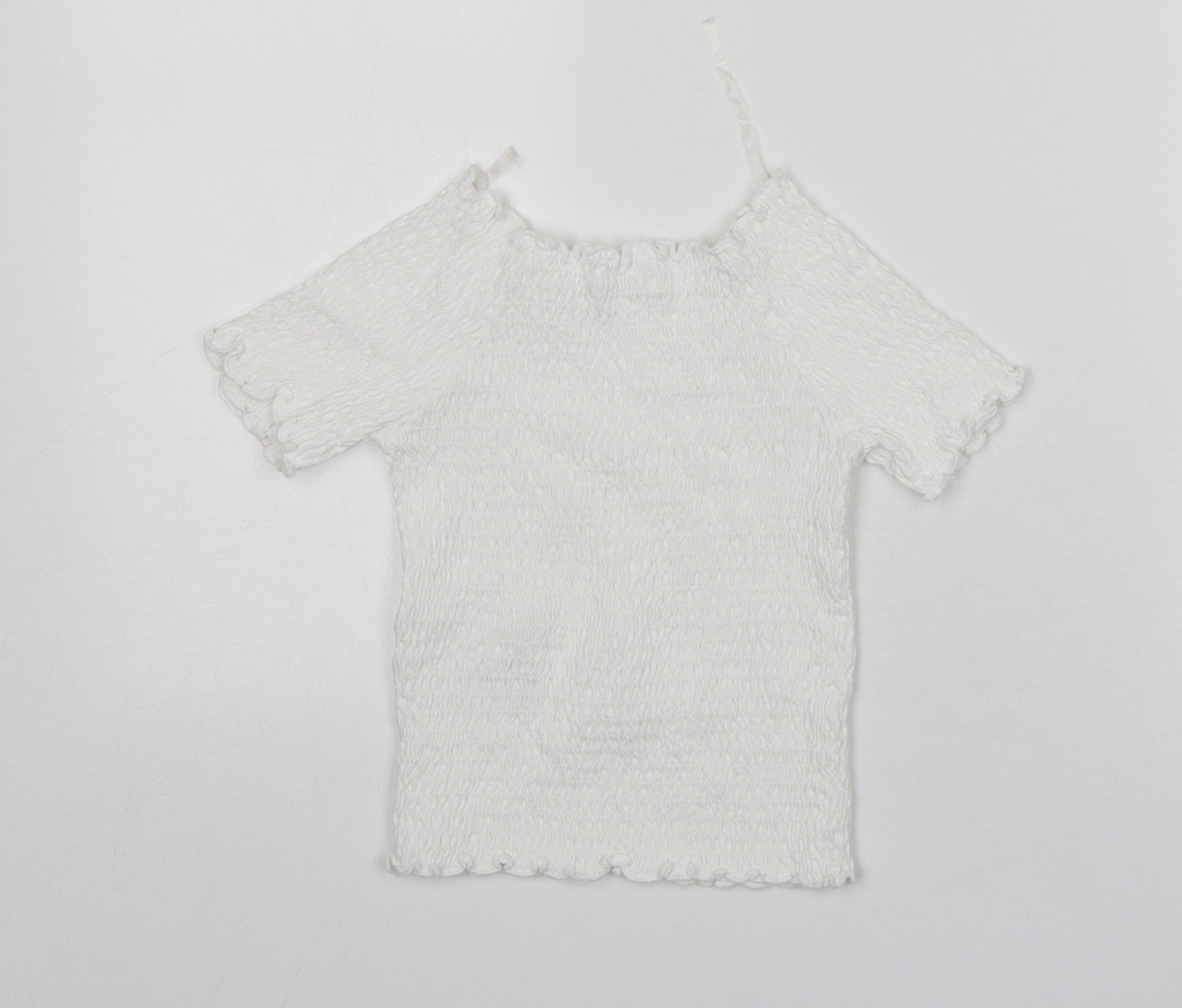 NEXT Girls White  Cotton Basic T-Shirt Size 7 Years Round Neck