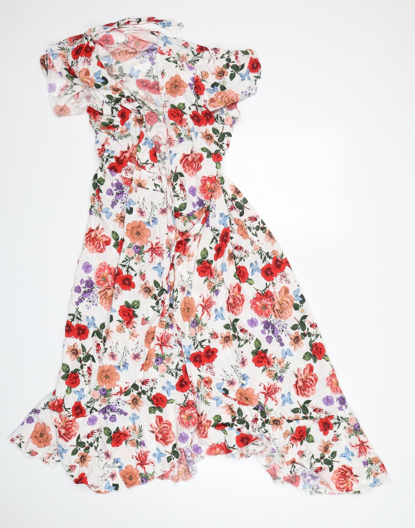 Shein  Womens Multicoloured Floral Viscose Wrap Dress  Size L  V-Neck