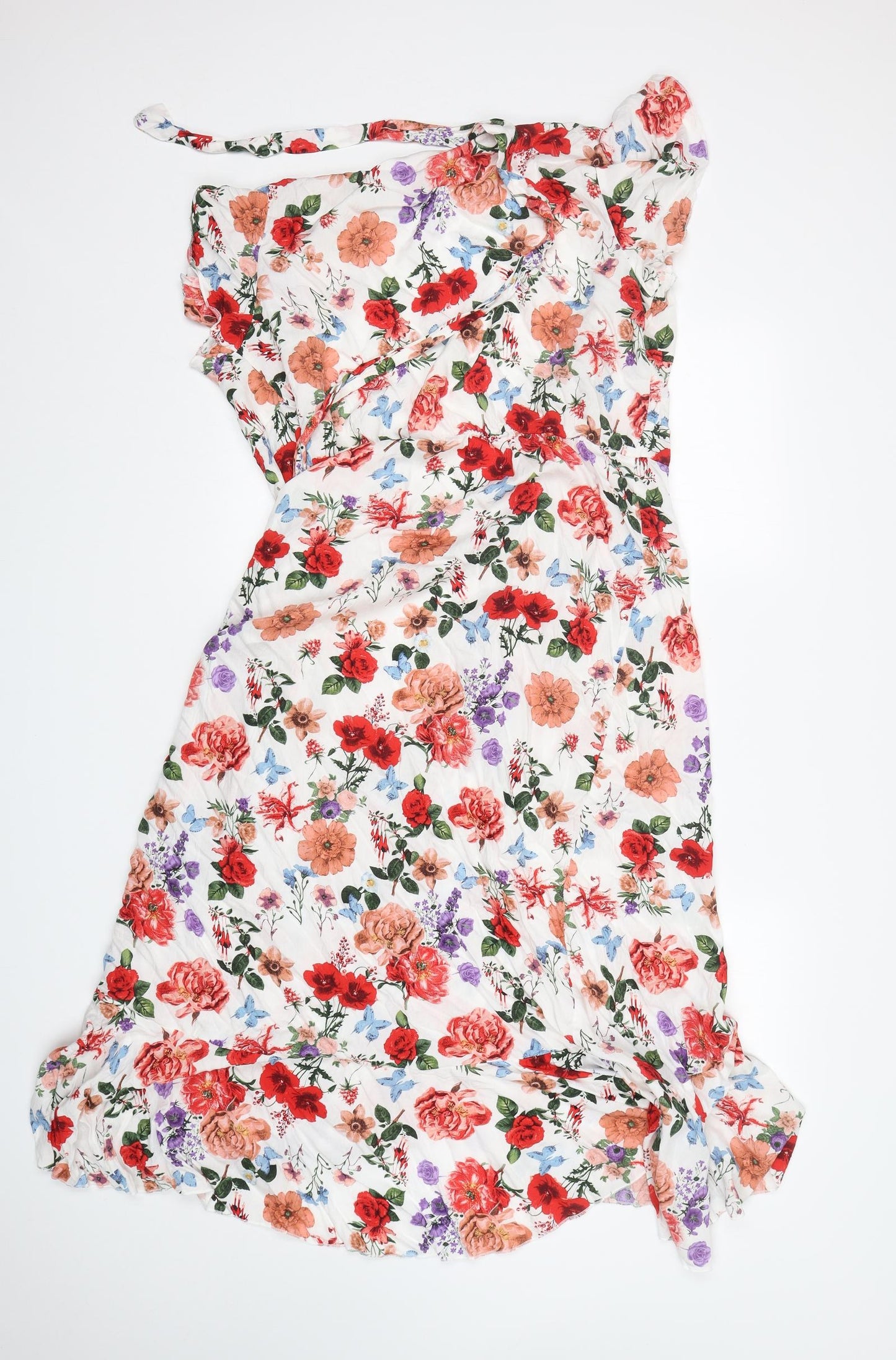 Shein  Womens Multicoloured Floral Viscose Wrap Dress  Size L  V-Neck