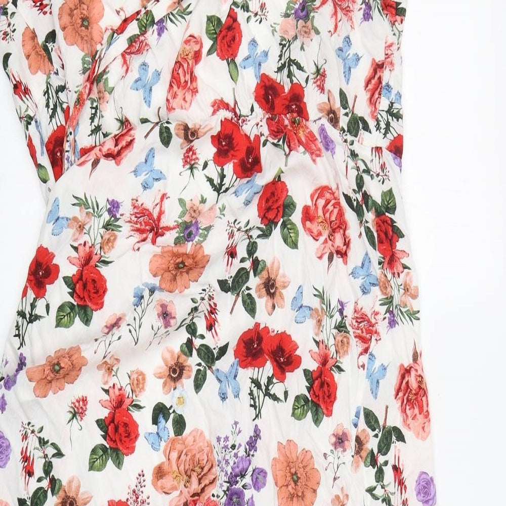Shein  Womens Multicoloured Floral Viscose Wrap Dress  Size L  V-Neck
