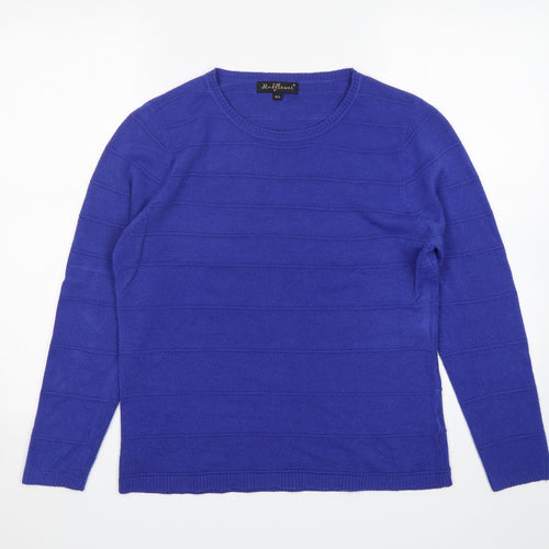 Mudflower Womens Blue Round Neck  Acrylic Pullover Jumper Size M