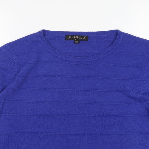 Mudflower Womens Blue Round Neck  Acrylic Pullover Jumper Size M