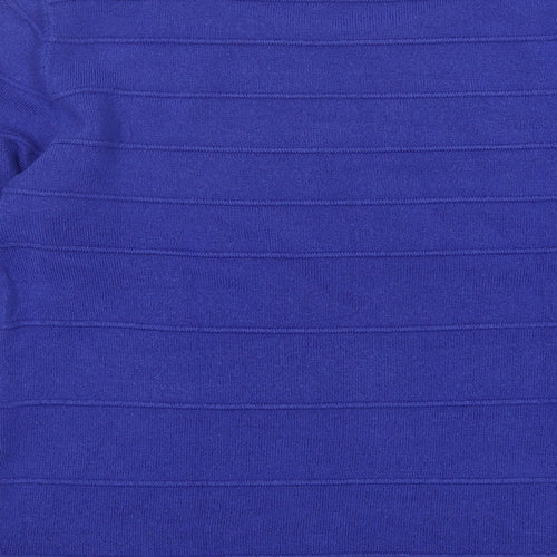 Mudflower Womens Blue Round Neck  Acrylic Pullover Jumper Size M