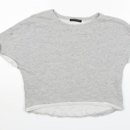 Sisley Girls Grey Round Neck  Cotton Pullover Jumper Size 6-7 Years