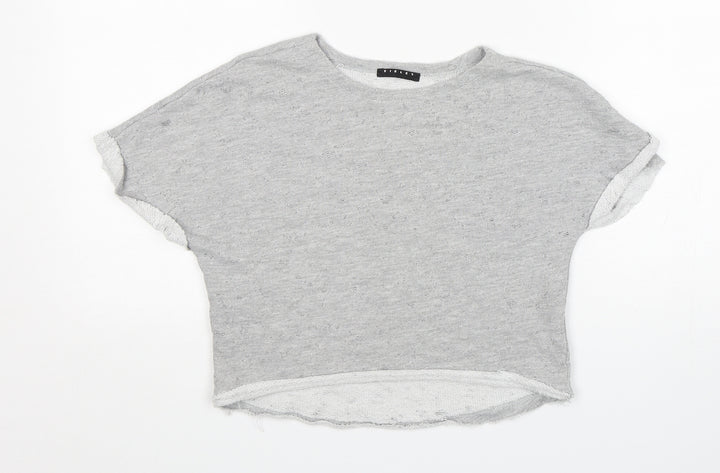 Sisley Girls Grey Round Neck  Cotton Pullover Jumper Size 6-7 Years