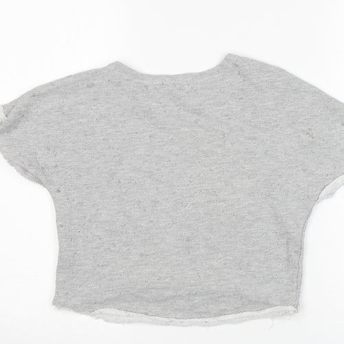 Sisley Girls Grey Round Neck  Cotton Pullover Jumper Size 6-7 Years