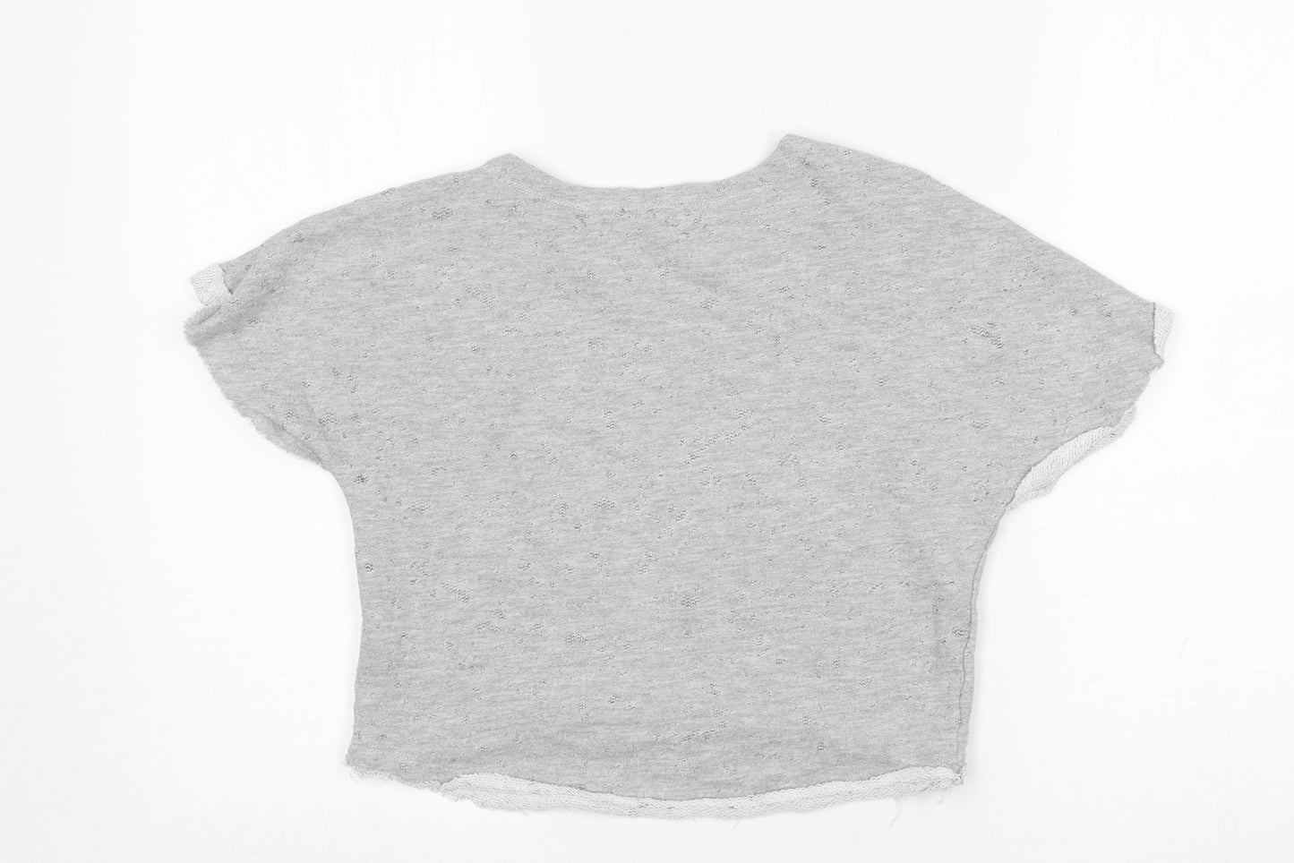 Sisley Girls Grey Round Neck  Cotton Pullover Jumper Size 6-7 Years