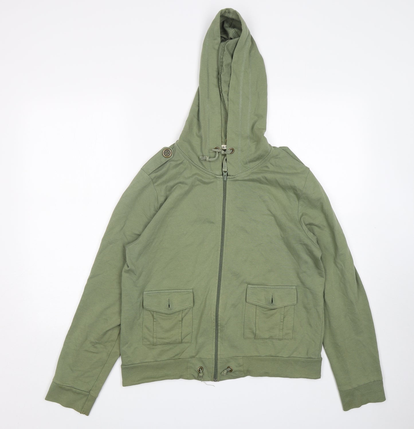 George Womens Green  Cotton Full Zip Hoodie Size 16