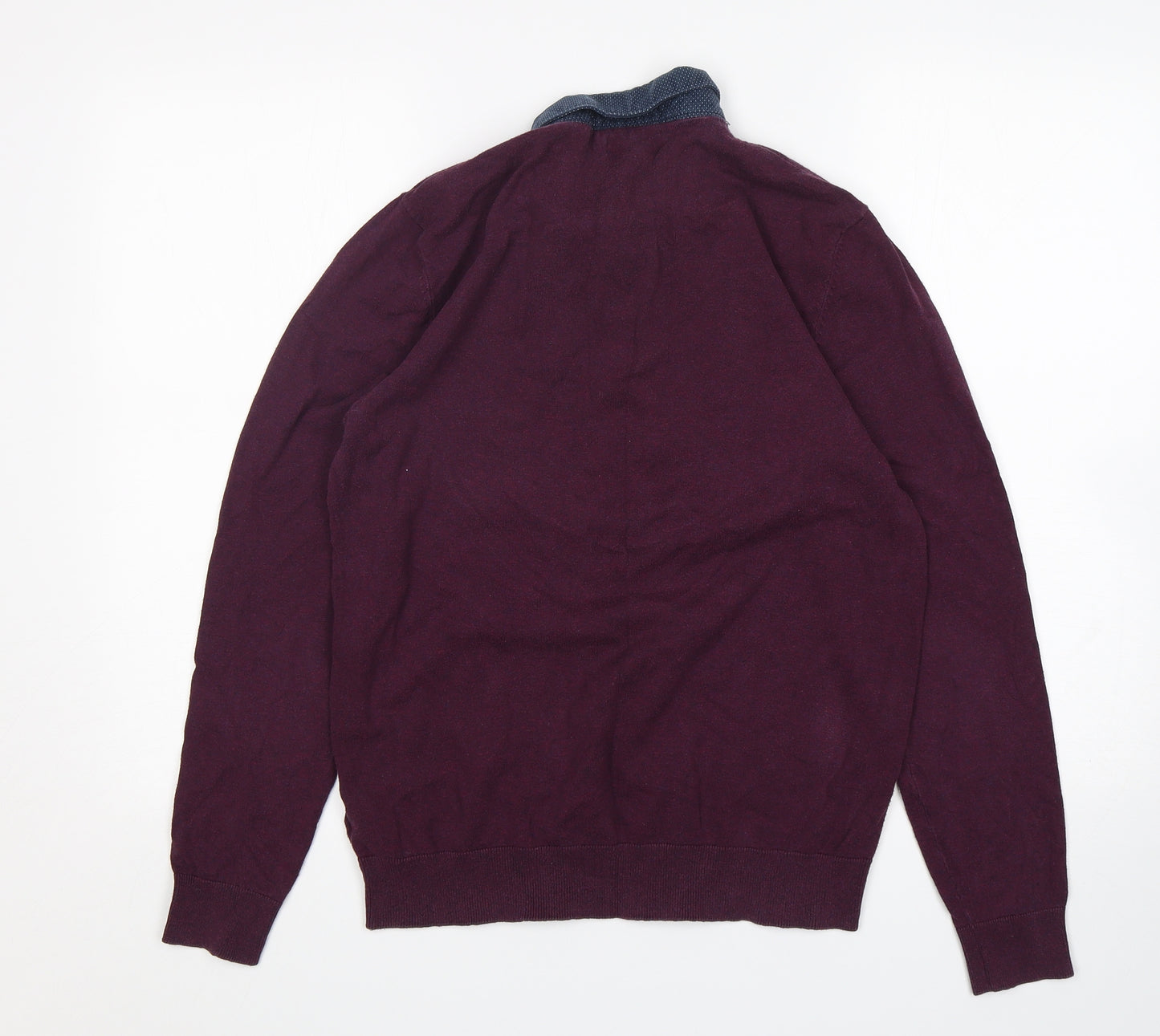 NEXT Mens Purple Collared  Cotton Pullover Jumper Size M