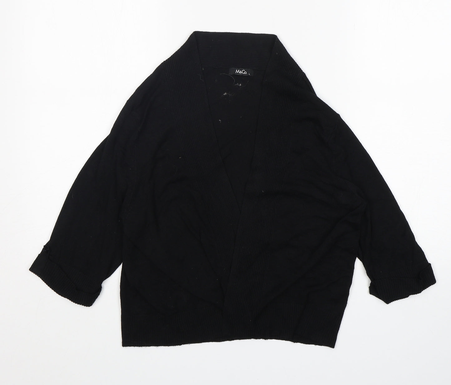 M&Co Womens Black V-Neck  Viscose Cardigan Jumper Size L