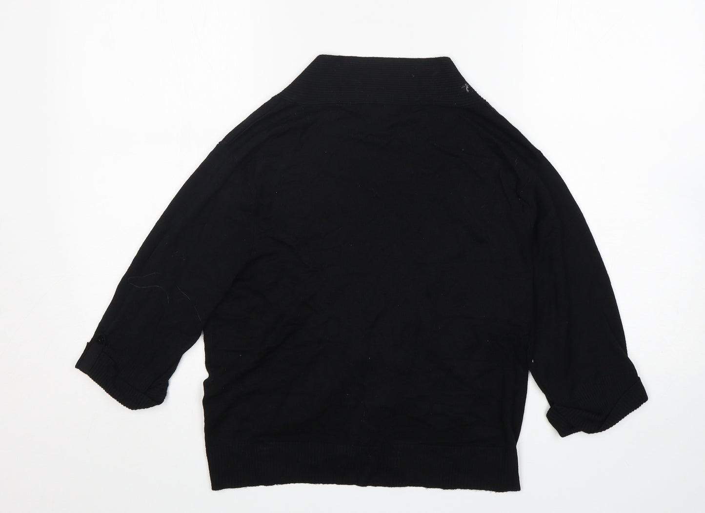 M&Co Womens Black V-Neck  Viscose Cardigan Jumper Size L