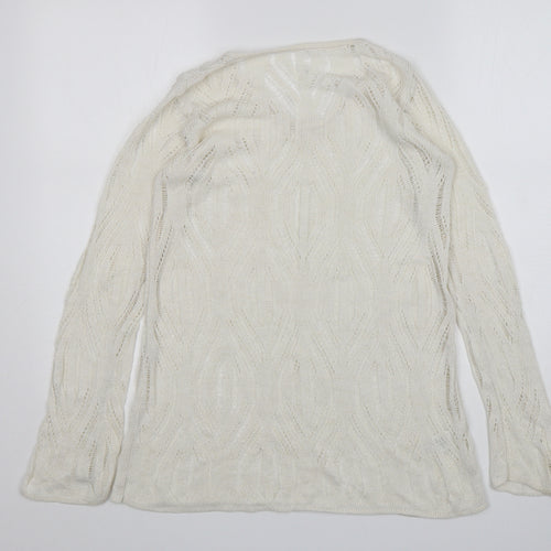 St Micheal Womens Beige V-Neck  Acrylic Pullover Jumper Size 10