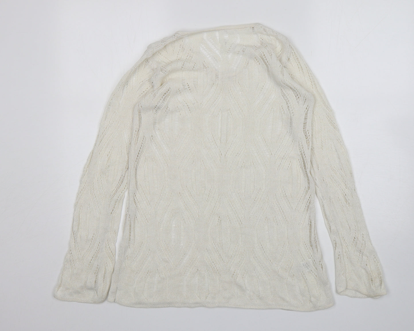 St Micheal Womens Beige V-Neck  Acrylic Pullover Jumper Size 10