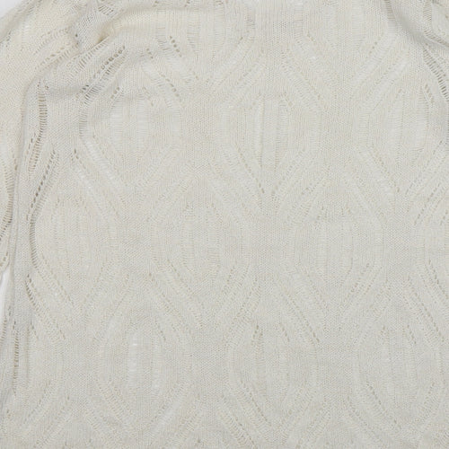 St Micheal Womens Beige V-Neck  Acrylic Pullover Jumper Size 10