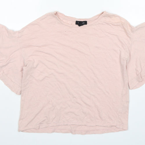 New Look Womens Pink  Modal Basic T-Shirt Size 8 Round Neck