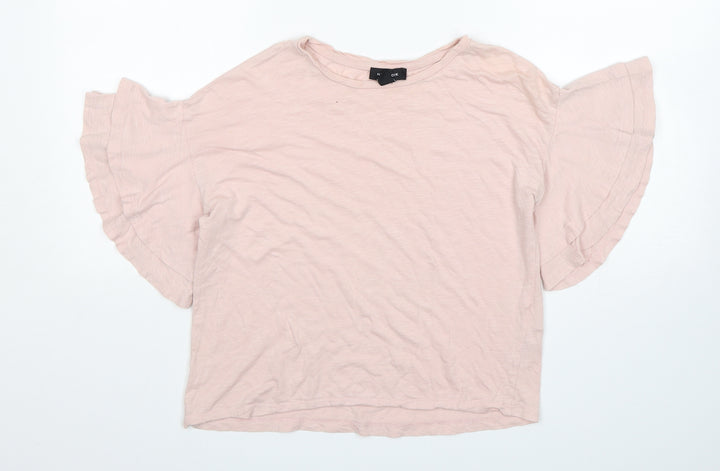 New Look Womens Pink  Modal Basic T-Shirt Size 8 Round Neck