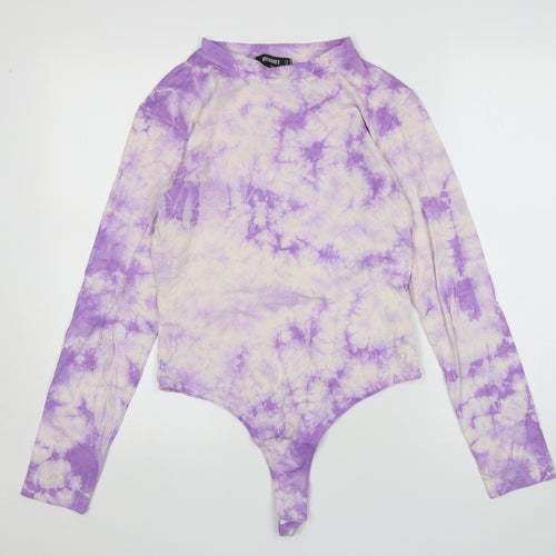 Missguided Womens Multicoloured Tie Dye Cotton Bodysuit One-Piece Size 12