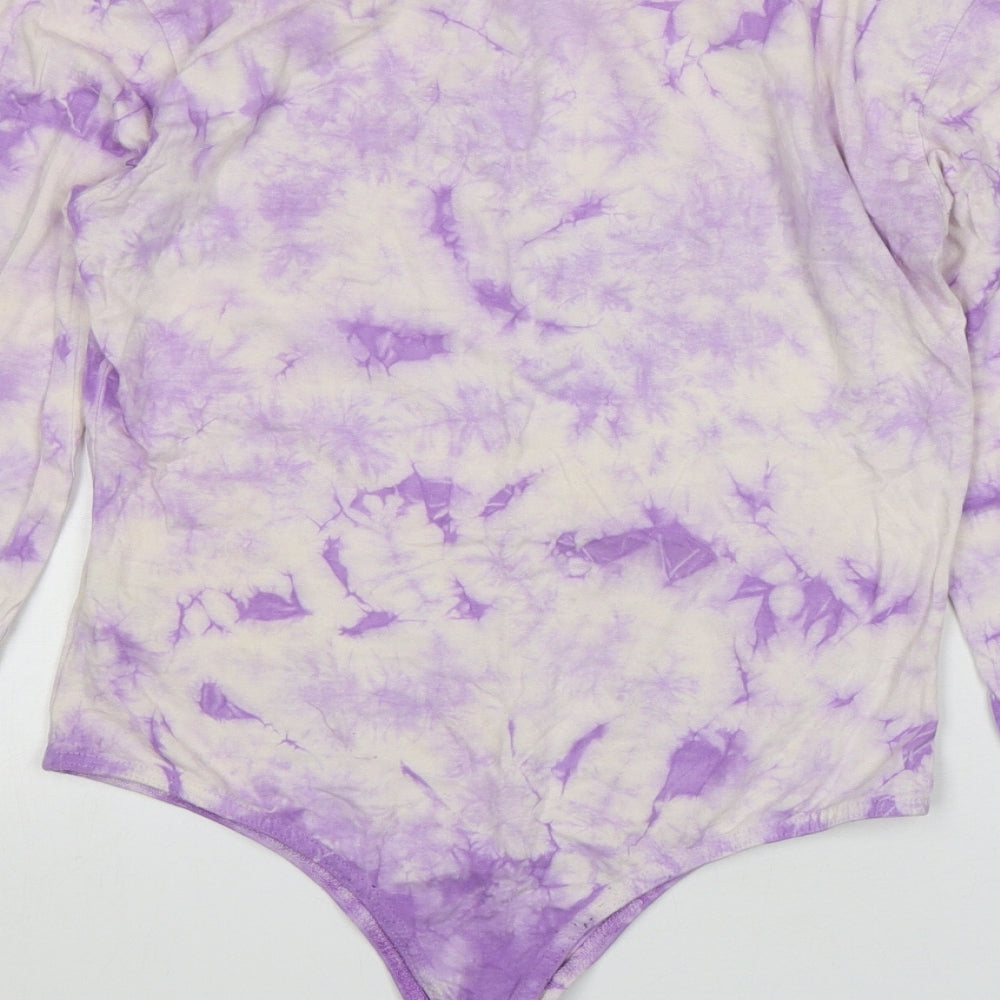 Missguided Womens Multicoloured Tie Dye Cotton Bodysuit One-Piece Size 12