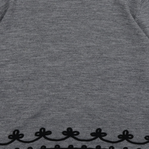 reldan Womens Grey Crew Neck Geometric Acrylic Pullover Jumper Size L
