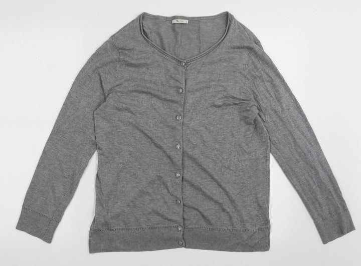 sainsburys Womens Grey Scoop Neck Viscose Cardigan Jumper Size 16
